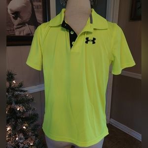 YOUTH L UNDER ARMOUR POLO SHIRT NEON YELLOW